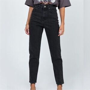 PRINCESS POLLY Black High-Waisted Jeans – Size AU 14 / US 10 / EU 42